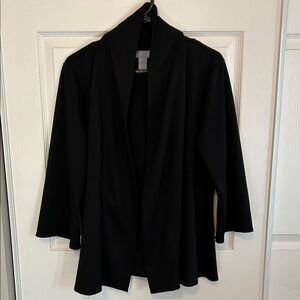 MODERN SOUL Black Open-Front Three-Quarter Sleeves Blazer Jacket Women's Large